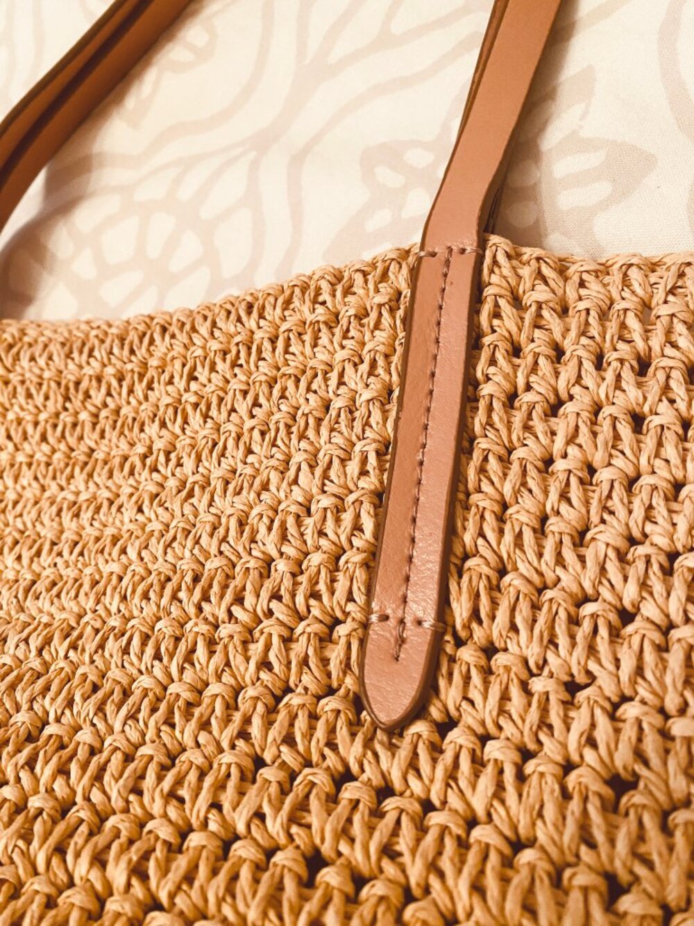 NWOT J. Crew Woven Straw Market Tote Large Packable Bag With Leather Straps - Picture 8 of 10